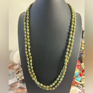 Vintage Czech Glass Picasso Bead Necklace 52” B17